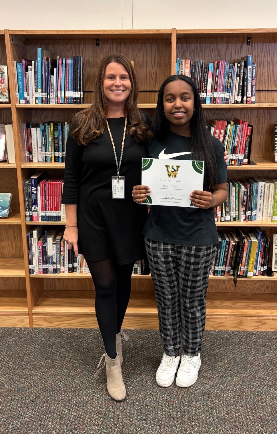Helen Teddy with her creative writing teacher, Ms. Genest