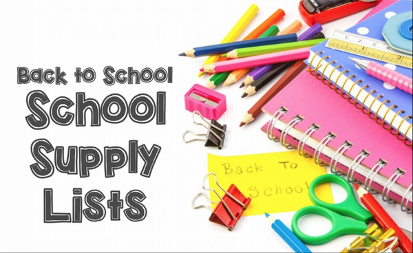 picture reading Back to School supply list. 
